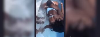 Man Stuck In Sucking Girl Pussy At Pool Party